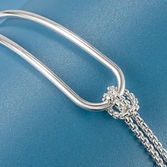 925 Sterling Silver Elegant Minimalist Geometric Bracelet - Picture 3 of 5